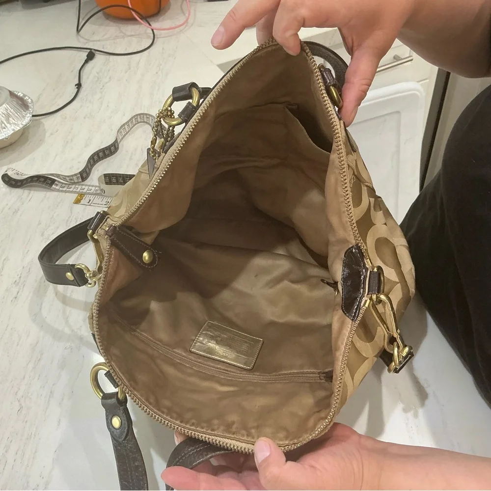 Coach Beige and Dark Brown Satchel